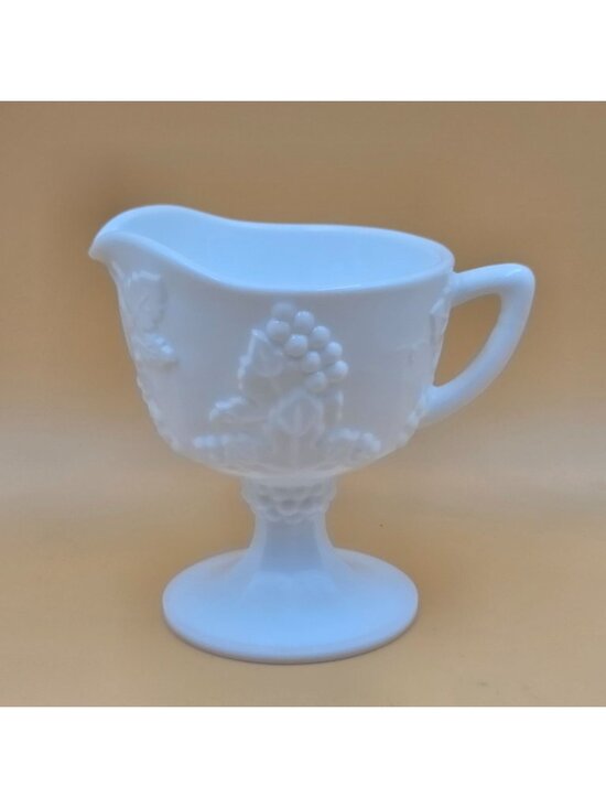 Colony Other - Colony Harvest Milk Glass Grapes and Leaves Footed Creamer Vintage